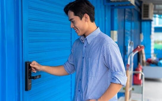 Corridor of private self storage units at the MyStorage facility