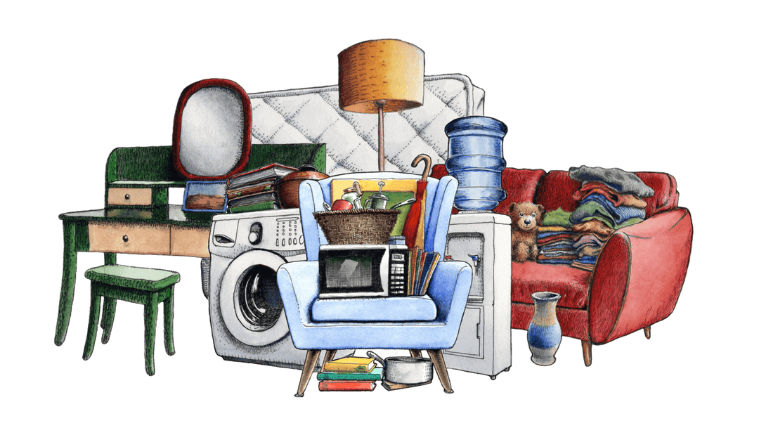 Illustration of what fits in a 5 cubic meter MyStorage self storage unit