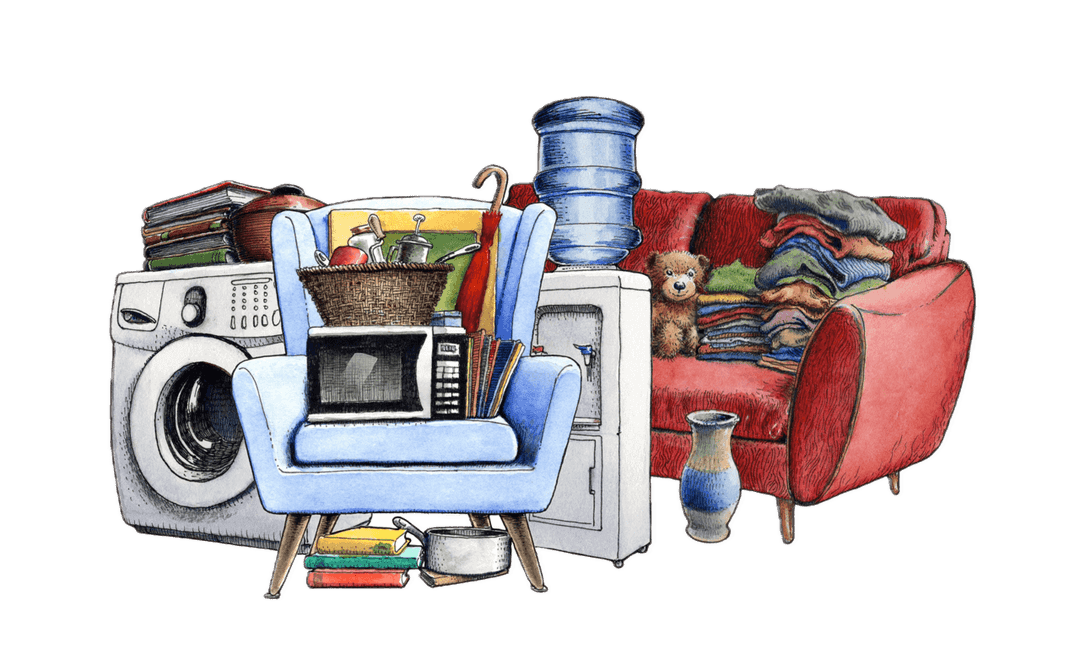 Illustration of what fits in a 3 cubic meter MyStorage self storage unit