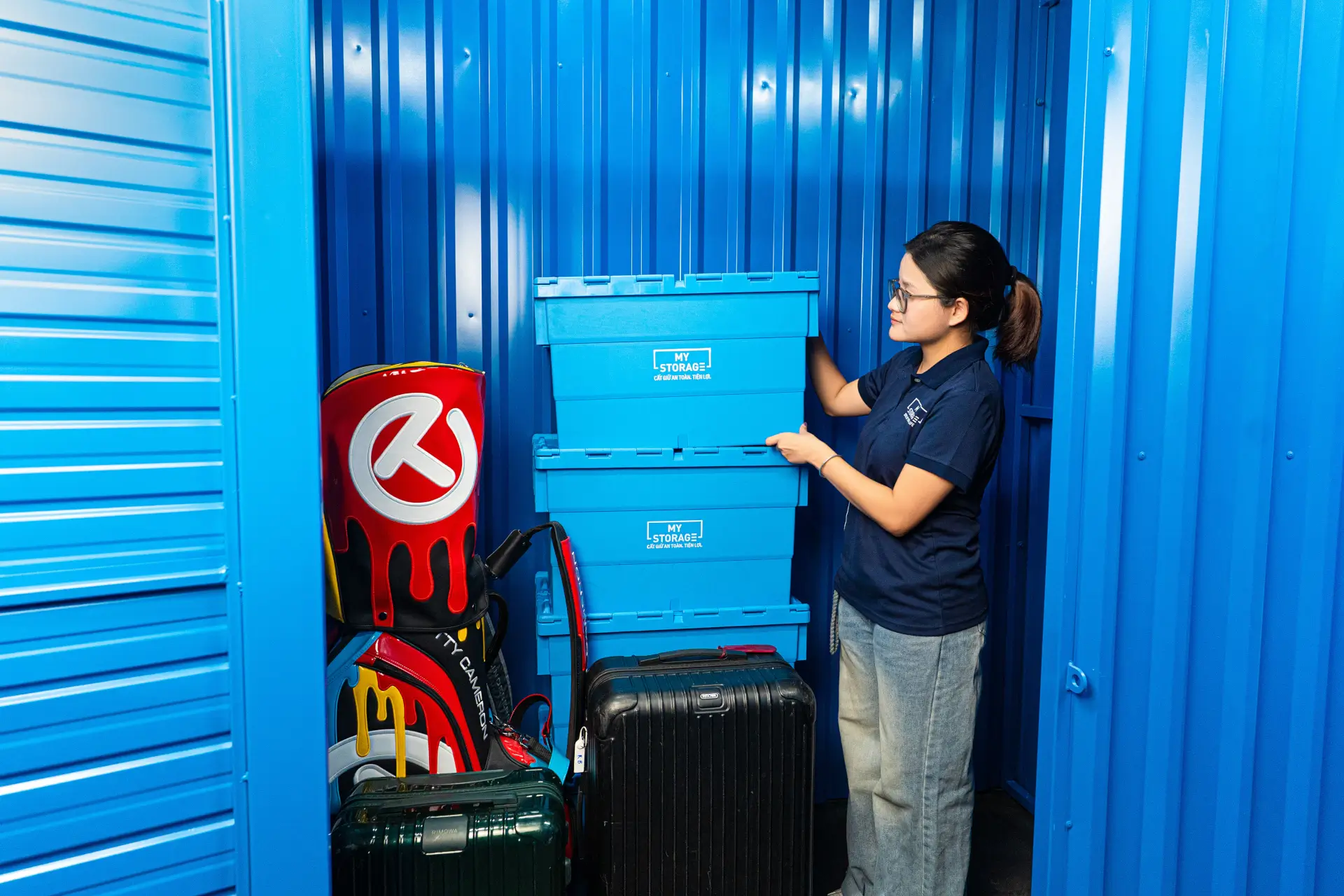 Woman at a MyStorage storage unit