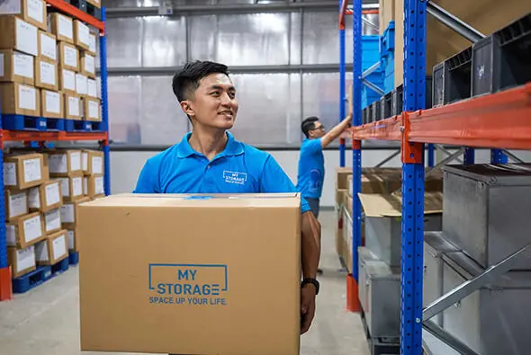 A modern self storage facility in Ho Chi Minh City with secure individual units.