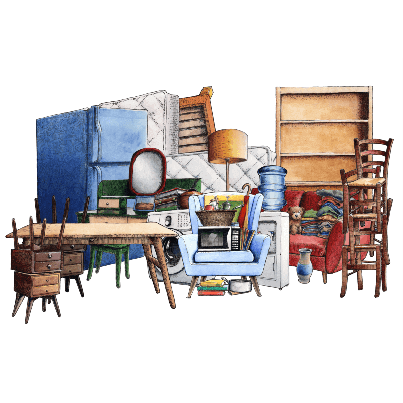 Illustration of what fits in a 12 cubic meter MyStorage self storage unit