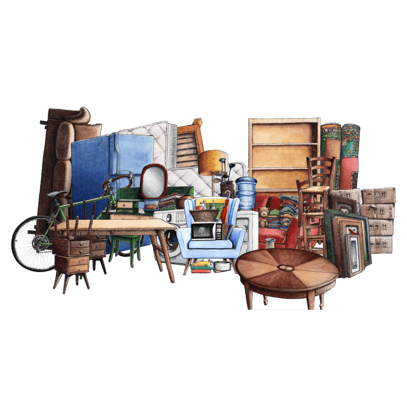 Illustration of what fits in a 18 cubic meter MyStorage self storage unit