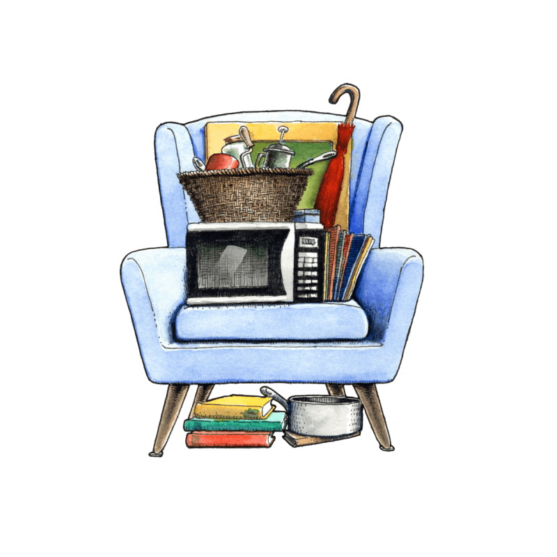 Illustration of what fits in a 1 cubic meter MyStorage self storage unit