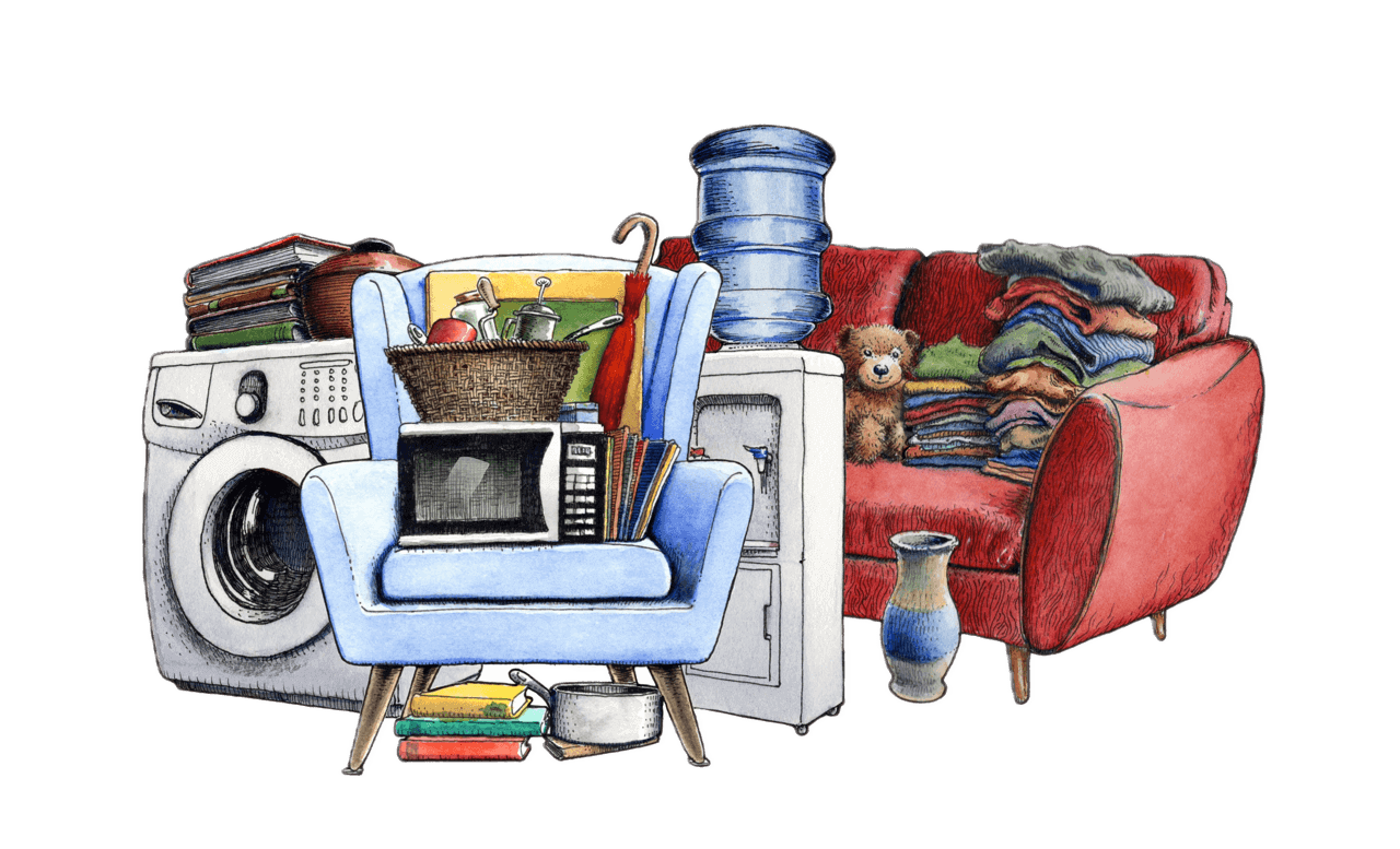 Illustration of what fits in a 3 cubic meter MyStorage self storage unit