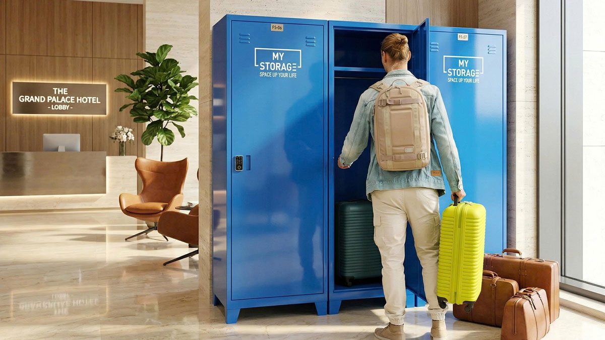 tủ locker chứa đồ, vali, hành lý du lịch ở khách sạn